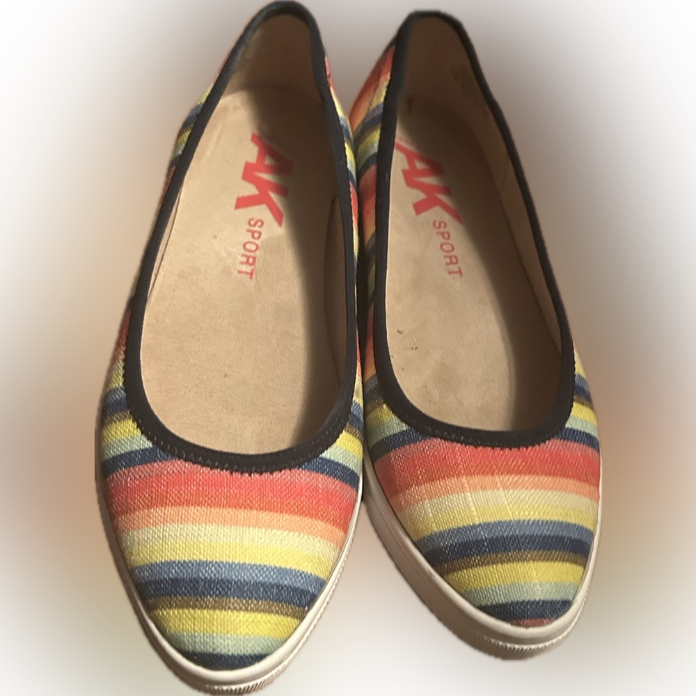 Anne Klein over the top Vibrant Striped Flats